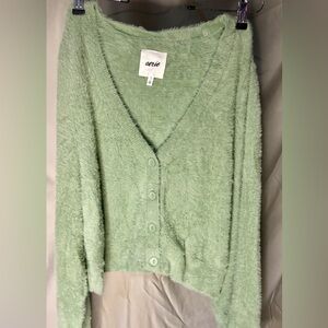 AERIE FUZZY CROPPED CARDIGAN